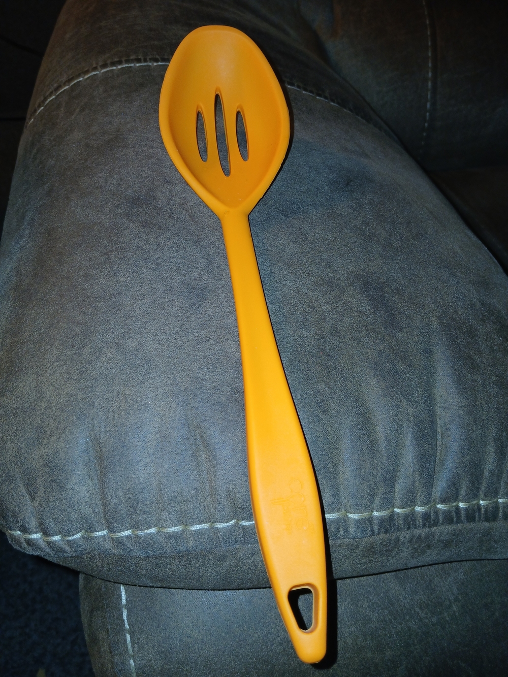Source Unknown Bright Orange Slotted Serving Spoon